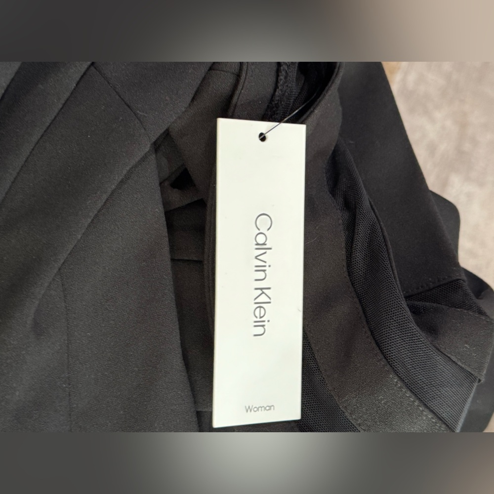 NWT Calvin Klein Black Dress Sheer cuff Sleeves and hem Knee length 16W 18W - Picture 10 of 12